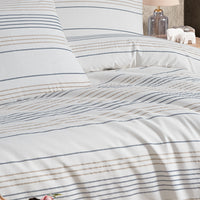 Off-white Single Eva Striped Cotton Duvet Cover Set
