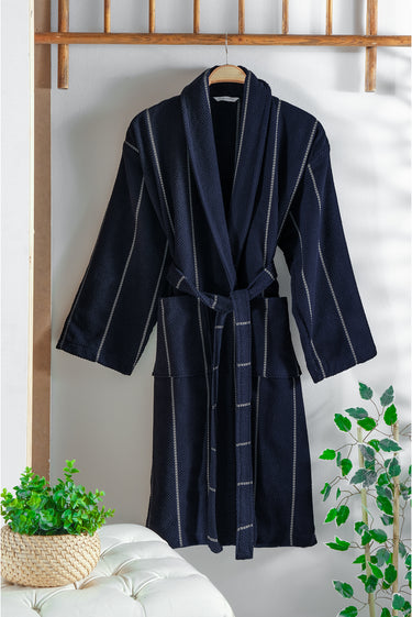 Koyu Lacivert Saviha Bordür Jakar Bornoz