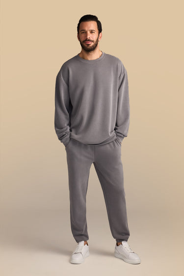 Koyu Antrasit Uzun Kol Bisiklet Yaka 2'li Modal Eşofman Takımı