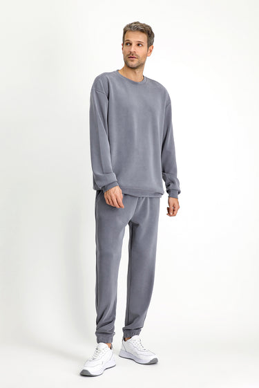 Koyu Antrasit Uzun Kol Bisiklet Yaka 2'li Modal Eşofman Takımı