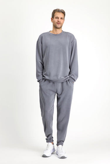 Koyu Antrasit Uzun Kol Bisiklet Yaka 2'li Modal Eşofman Takımı