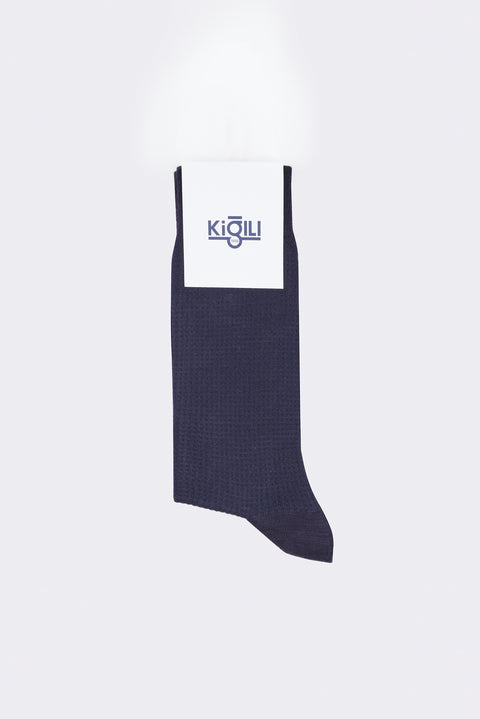 Koyu Lacivert Bambu Desenli Çorap