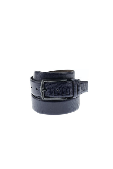 Koyu Lacivert 3'lü Lezard Desen Kemer & Cüzdan & Kartlık Seti