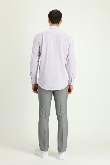 Gümüş Slim Fit Dar Kesim Yünlü Klasik Kumaş Pantolon