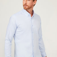 Açık Mavi Uzun Kol Slim Fit Dar Kesim Pamuk Gömlek
