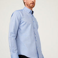 Saks Mavi Uzun Kol Slim Fit Dar Kesim Pamuk Gömlek