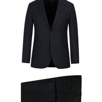Siyah Slim Fit Dar Kesim Yünlü Takım Elbise