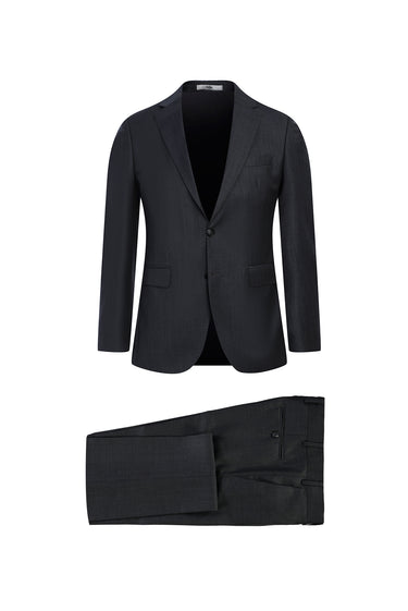 Koyu Füme Slim Fit Dar Kesim Yünlü Takım Elbise