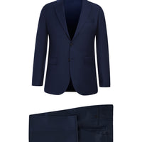 Orta Lacivert 7 Drop Slim Fit Dar Kesim Yünlü Takım Elbise