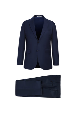 Orta Lacivert 7 Drop Slim Fit Dar Kesim Yünlü Takım Elbise