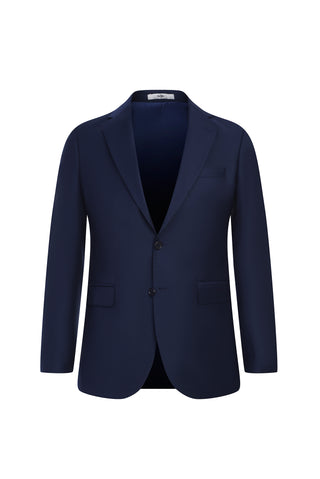 Orta Lacivert 7 Drop Slim Fit Dar Kesim Yünlü Takım Elbise