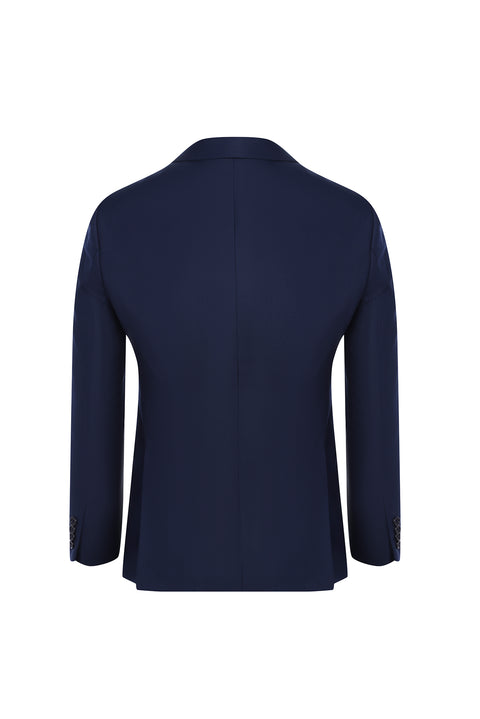 Orta Lacivert 7 Drop Slim Fit Dar Kesim Yünlü Takım Elbise