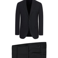 Siyah 7 Drop Slim Fit Dar Kesim Yünlü Takım Elbise