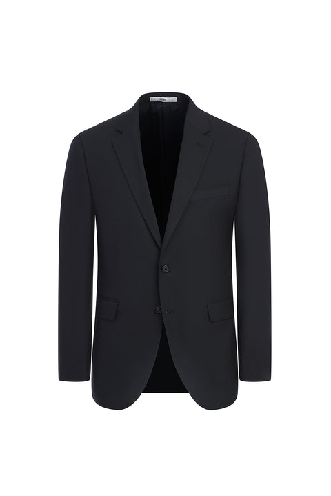 Siyah 7 Drop Slim Fit Dar Kesim Yünlü Takım Elbise