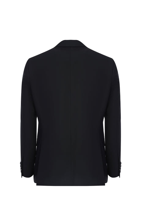 Siyah 7 Drop Slim Fit Dar Kesim Yünlü Takım Elbise