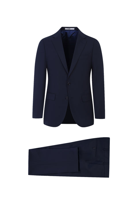 Koyu Lacivert 6 Drop Regular Fit Standart Kesim Yünlü Takım Elbise