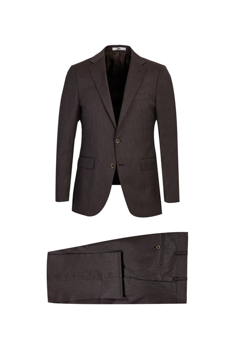 Koyu Kahve 6 Drop Regular Fit Standart Kesim Yünlü Takım Elbise