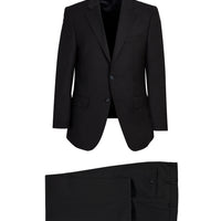 Siyah Slim Fit Dar Kesim Yünlü Takım Elbise