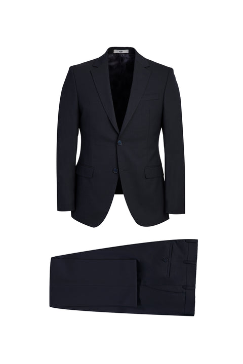 Siyah Lacivert 7 Drop Slim Fit Dar Kesim Yünlü Takım Elbise