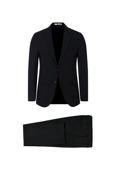 Siyah Slim Fit Dar Kesim Yünlü Takım Elbise