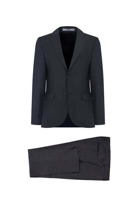 Koyu Füme 4 Drop Relaxed Fit Rahat Kesim Yünlü Takım Elbise