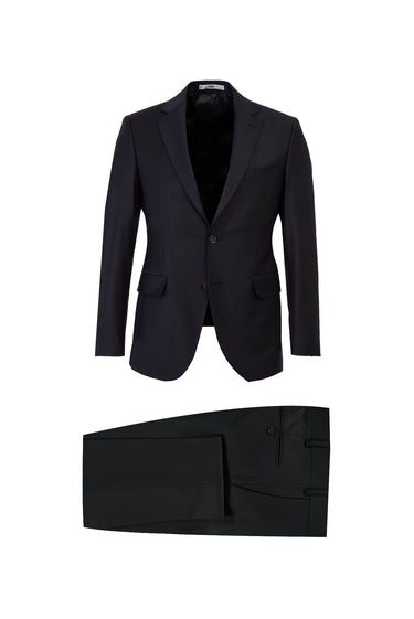 Siyah Slim Fit Dar Kesim Yünlü Takım Elbise