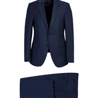 Koyu Lacivert Slim Fit Dar Kesim Yünlü Takım Elbise