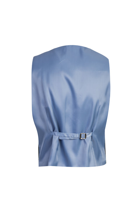 Koyu Lacivert 7 Drop Slim Fit Dar Kesim Yelekli Kombinli Keten Takım Elbise