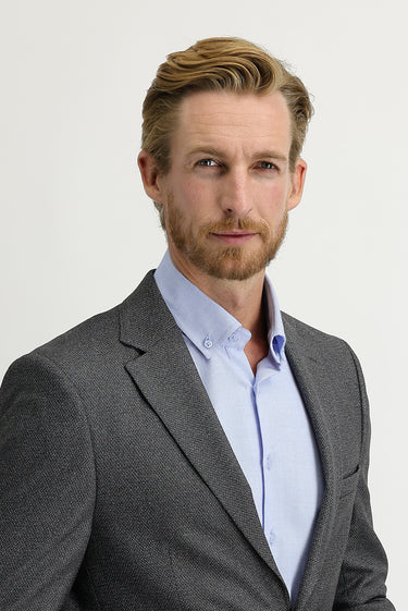 Orta Gri Slim Fit Dar Kesim Klasik Desenli Ceket