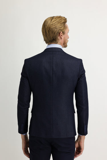 Açık Lacivert Slim Fit Dar Kesim Klasik Desenli Ceket