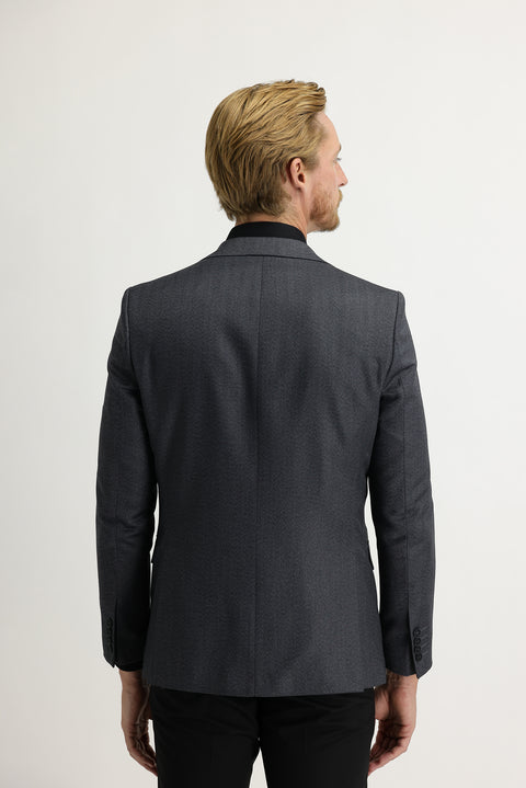 Koyu Füme 7 Drop Slim Fit Dar Kesim Balık Sırtı Ceket