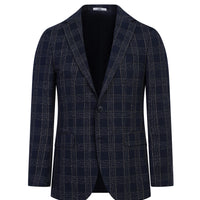 Koyu Lacivert Regular Fit Ekose Ceket