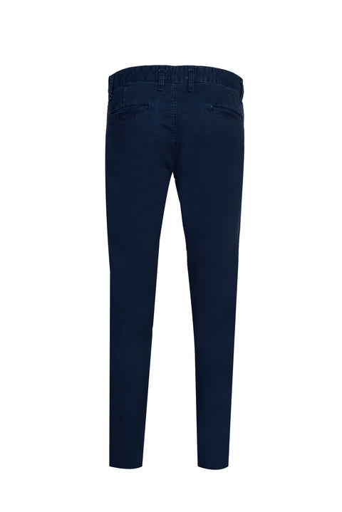 Orta Lacivert Regular Fit Standart Kesim Likralı Kanvas / Chino Pantolon