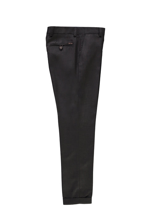 Koyu Kahve 6 Drop Regular Fit Standart Kesim Desenli Klasik Kumaş Pantolon