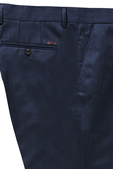 Koyu Lacivert Slim Fit Dar Kesim Kuşgözü Klasik Kumaş Pantolon