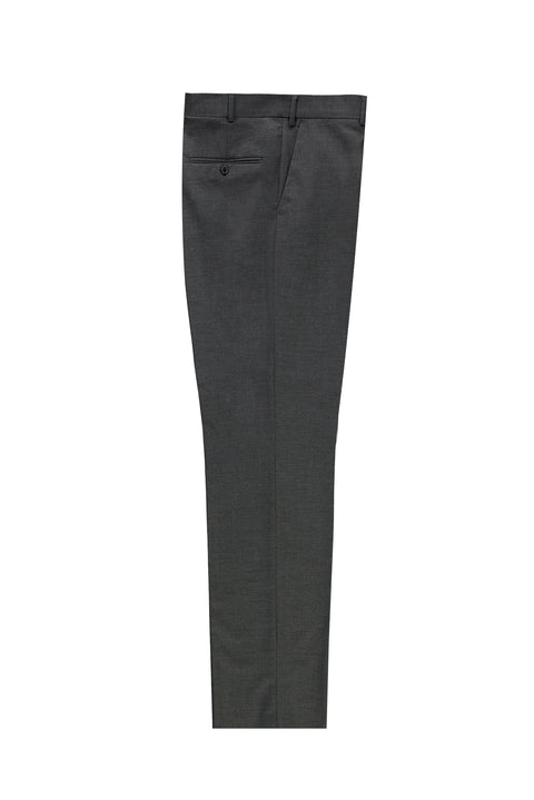 Orta Gri 4 Drop Relaxed Fit Rahat Kesim Yünlü Klasik Kumaş Pantolon