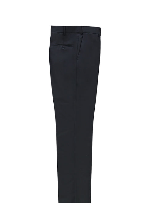 Koyu Lacivert 7 Drop Slim Fit Dar Kesim Yünlü Klasik Kumaş Pantolon