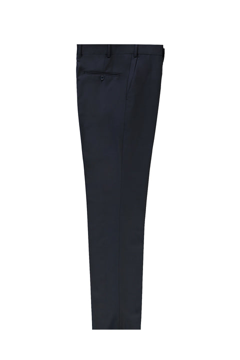 Koyu Lacivert 7 Drop Slim Fit Dar Kesim Yünlü Klasik Kumaş Pantolon