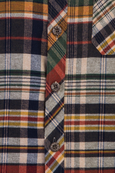 Orta Lacivert Uzun Kol Regular Fit Ekose Oduncu Gömlek