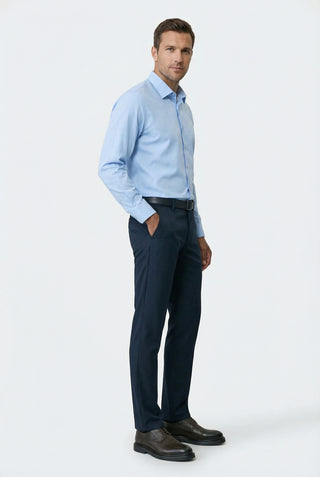 Açık Mavi Uzun Kol Klasik Nano Care Su İtici Leke Tutmaz 4 Mevsim Pamuk Gömlek