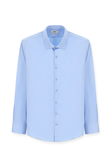Açık Mavi Uzun Kol Klasik Pamuk Gömlek