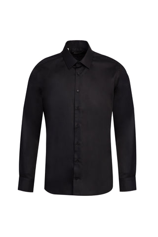 Siyah Uzun Kol Slim Fit Dar Kesim Non Iron Gömlek