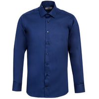 Orta Lacivert Uzun Kol Slim Fit Dar Kesim Non Iron Gömlek