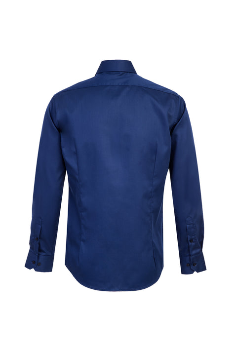 Orta Lacivert Uzun Kol Slim Fit Dar Kesim Non Iron Gömlek
