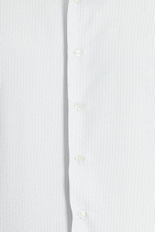 Açık Gri Uzun Kol Slim Fit Dar Kesim Çizgili Pamuklu Gömlek
