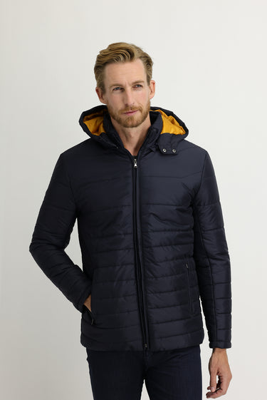 Orta Lacivert Kapüşonlu Spor Mont