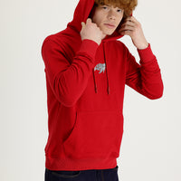 Flag Red Hooded Embroidered Cotton Sweatshirt