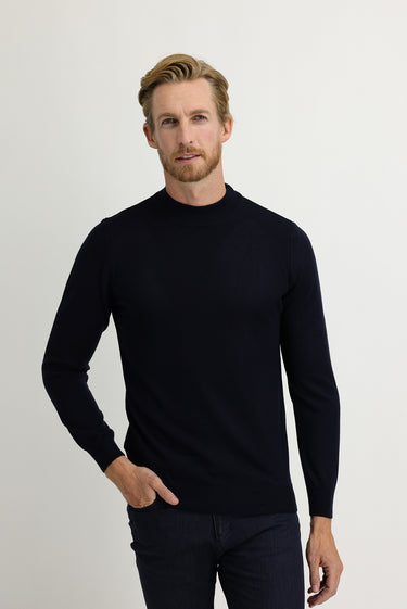 Orta Lacivert Yarım Balıkçı Yaka Regular Fit Triko Kazak