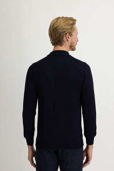 Orta Lacivert Yarım Balıkçı Yaka Regular Fit Triko Kazak