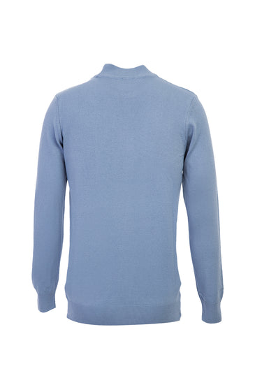 Gök Mavisi Yarım Balıkçı Yaka Regular Fit Triko Kazak